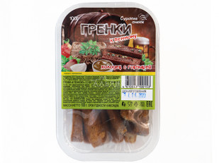 Картофель «Бруто» со вкусом сметаны и зелени 130 гр.: Сурские гренки Холодец с горчицей (100 гр)